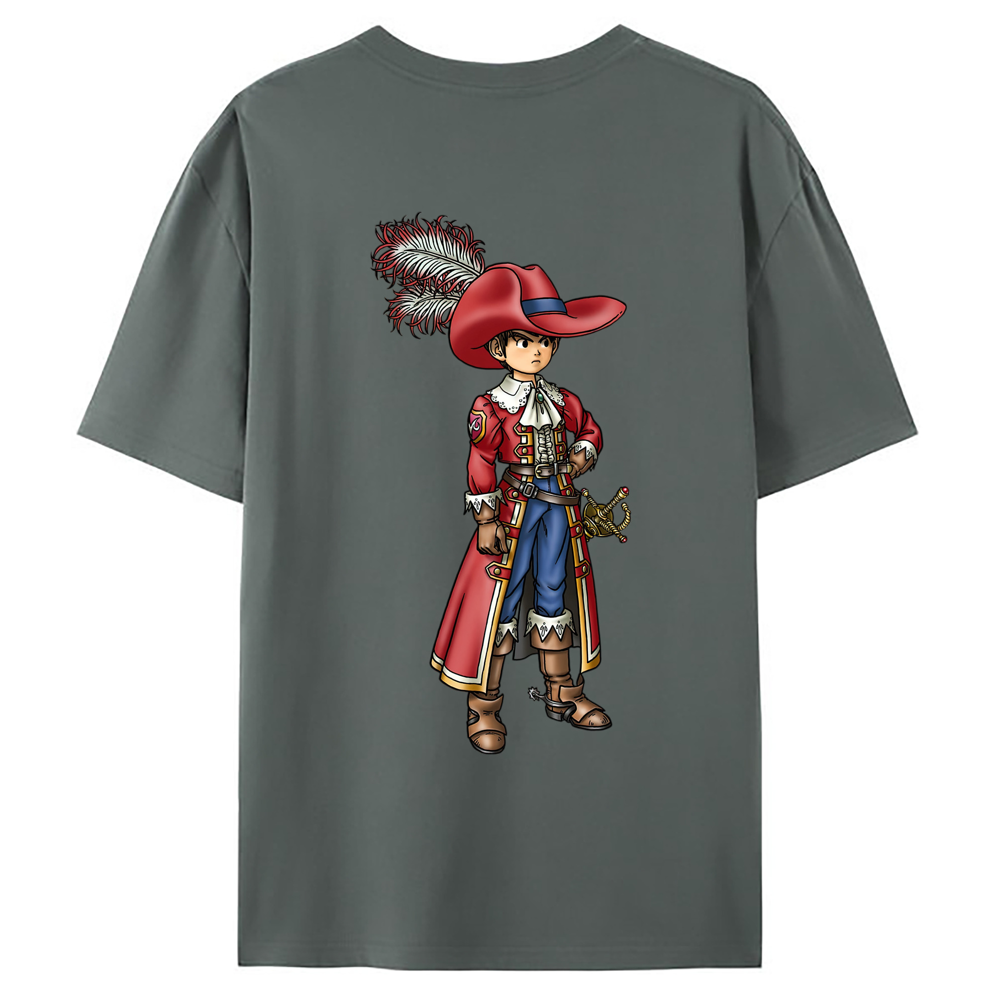 （画像用） ドラゴンクエスト Doragon Kuesuto Dragon Quest 綿100％ メンズ半袖Tシャツ（バックプリント） 通気性